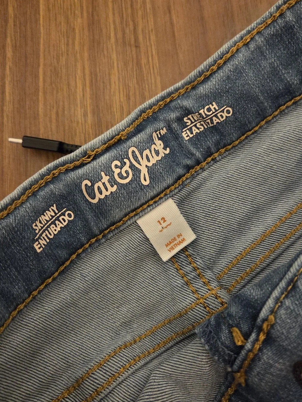 🧸3/$15🧸Cat & Jack Girls' Skinny Stretch Jeans Size 12 Light Wash Denim